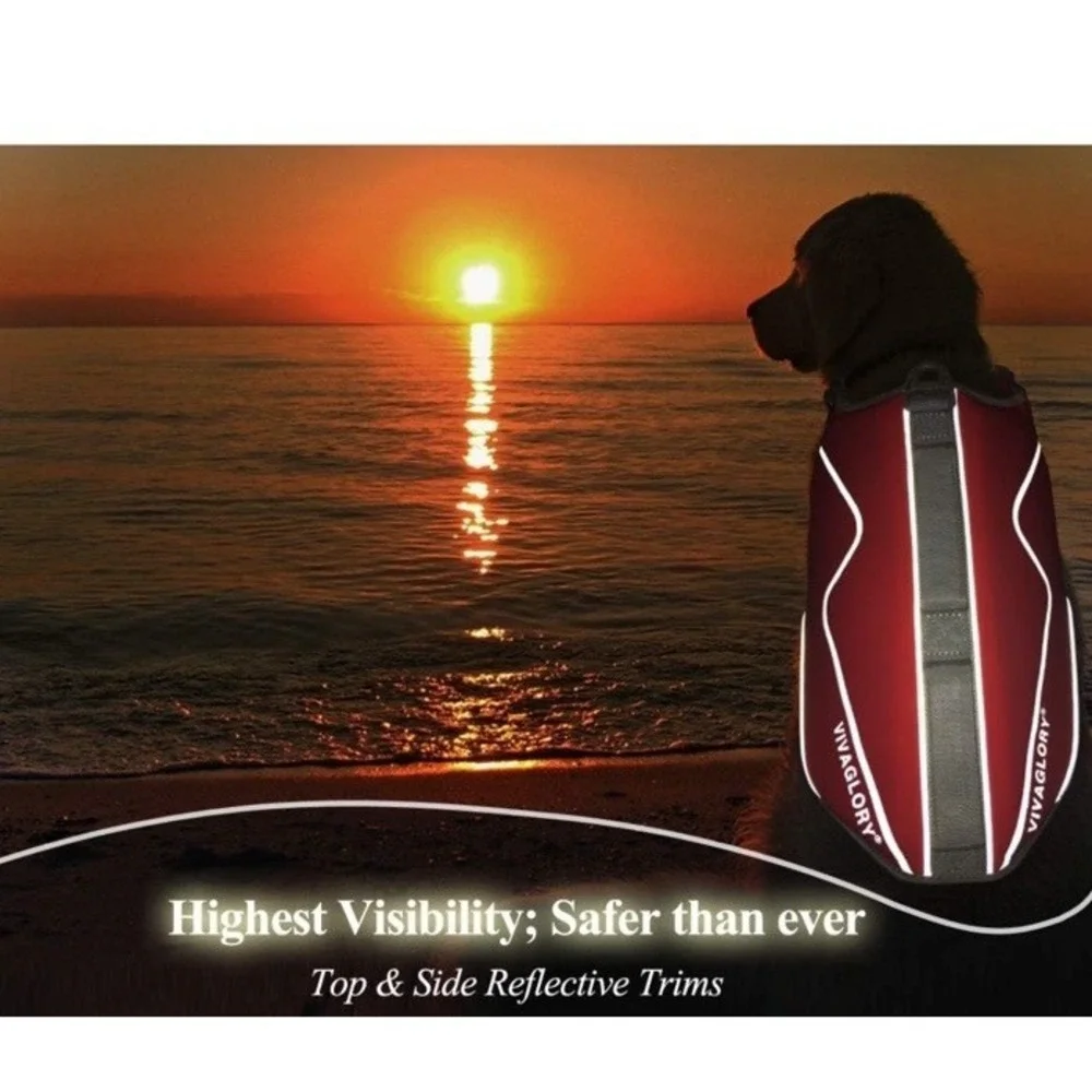 Vivaglory Neoprene Dog Life Jacket, Style Dog Life vest, Medium, Red‎